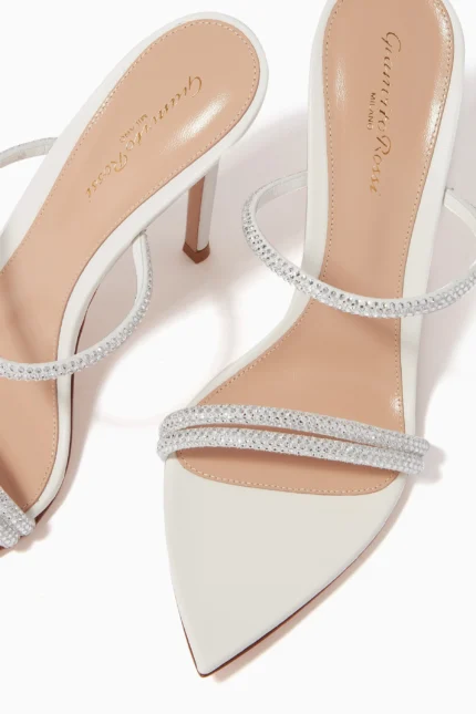 Gianvito Rossi Pink Crystal Heeled White