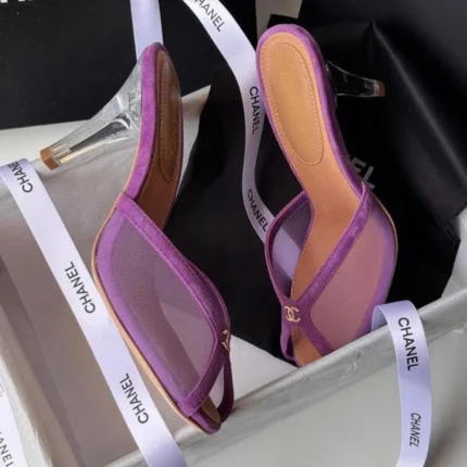 Chanel Mesh Peep-Toe Heels Pink