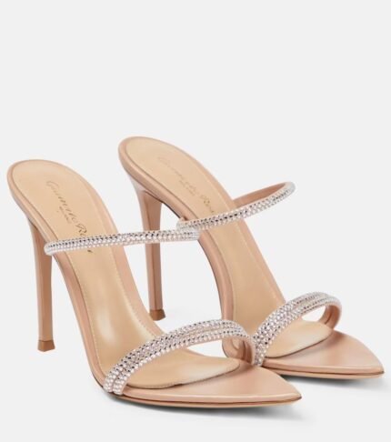 Gianvito Rossi Pink Crystal Heeled Sandals