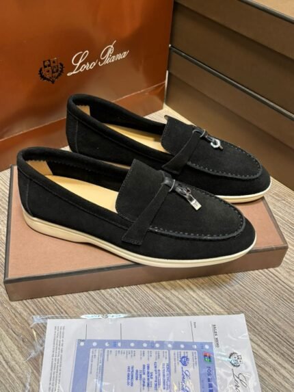 Loro Piana Summer Charms Walk Loafers Black