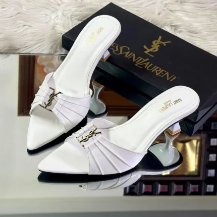 Saint Laurent Patent Leather Babylone Sandals White