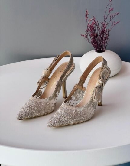 Dior J'Adior Slingback Pumps With Rhinestone Embellishments In Transparent Ivory